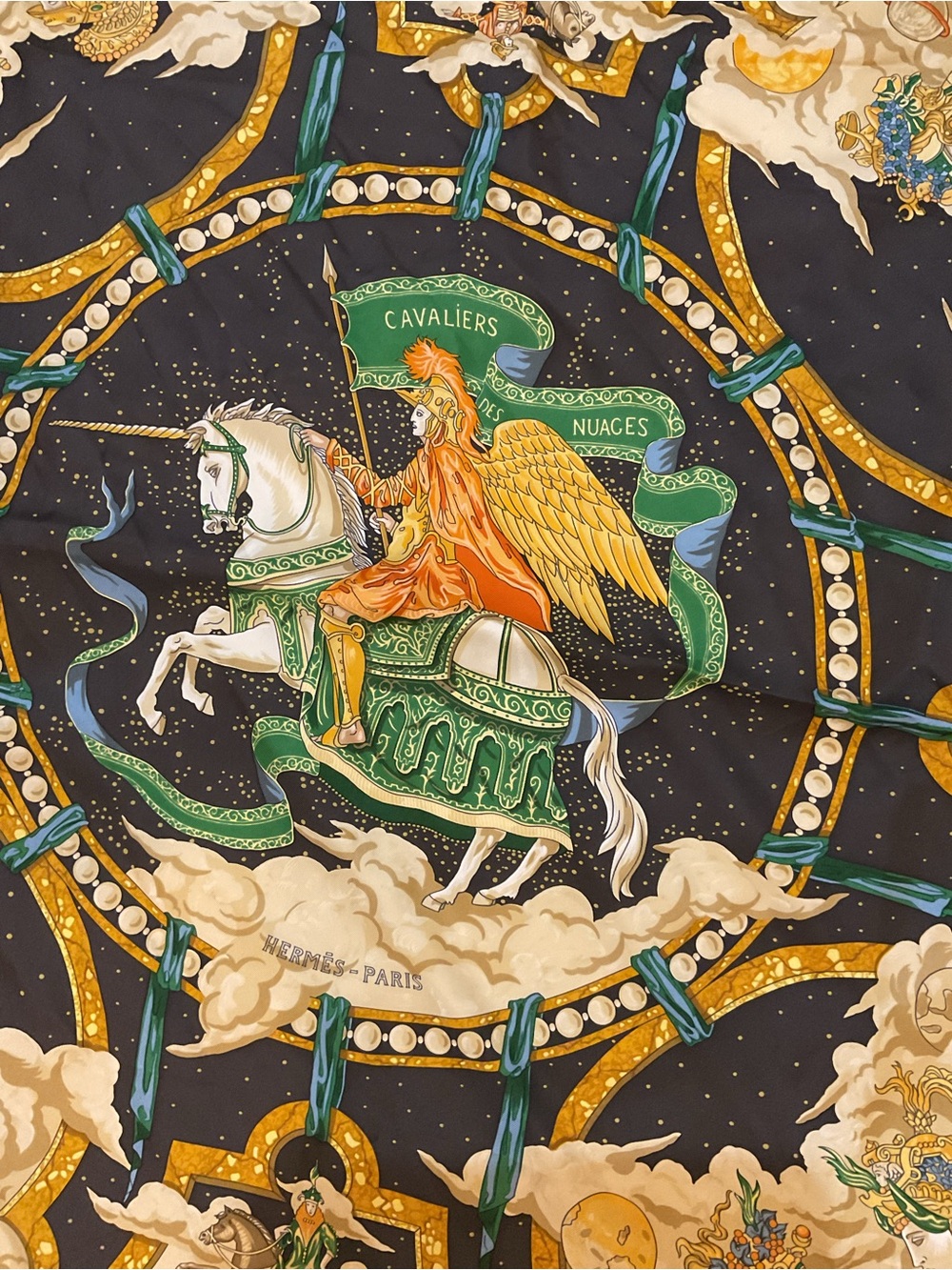 Hermes Cavaliers Des Nuages Carre 90 Silk Scarf